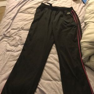 Black and pink striped filled track pants